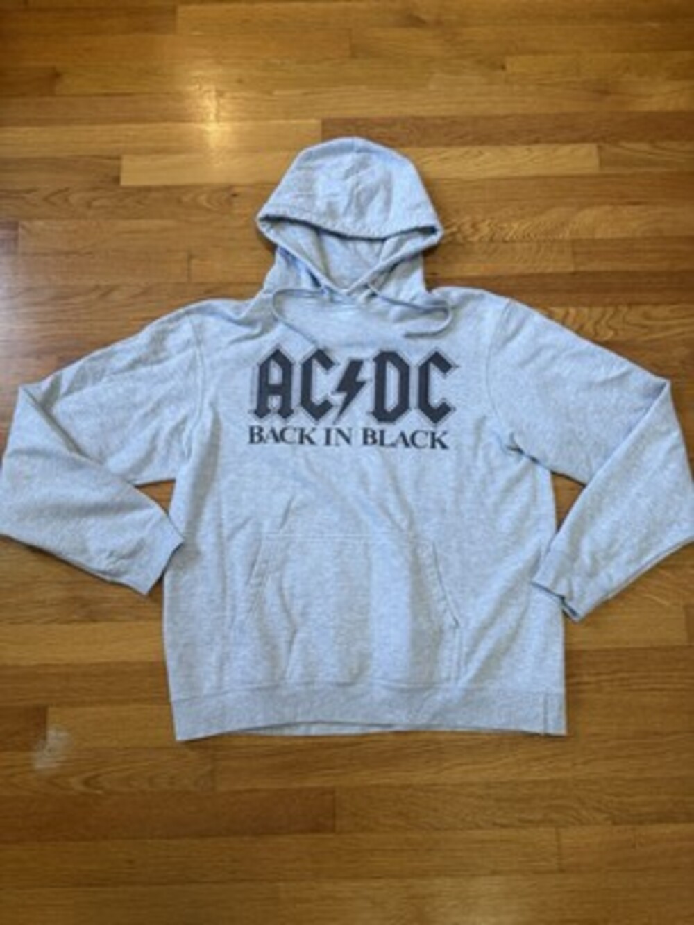 Grey AC/DC Black In Black Hoodie Men’s Size Large FREE SHIPPING